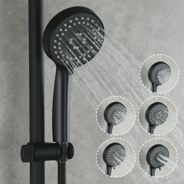Matte Black Bathroom SUS304 Adjustable Sliding bar with Handheld Shower Head Set